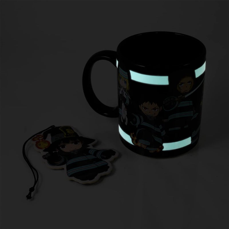 Stunned Mind Fire Force Fire Company 8 Glow in the Dark 11 oz Coffee Mug â€“ Knights of the Ashen Flame Beware, Shinra & Friends Uncover Adolla Burst Secrets - Heat Changing Mug, Maki Air Freshener - Image 2
